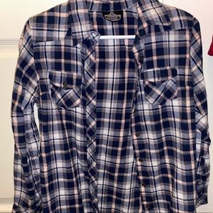 Blue and pink plaid shirt